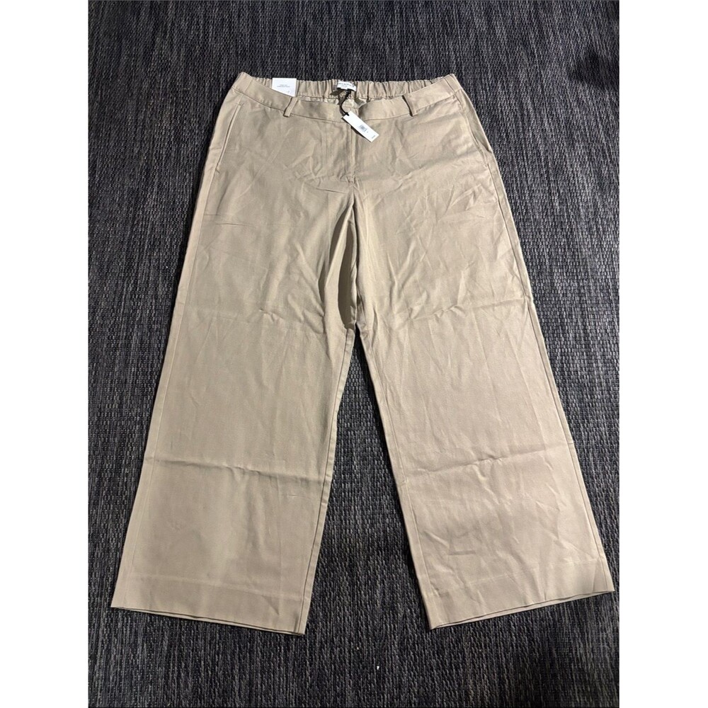 Banana Republic Wide Leg Everyday Pant Mid Rise Trouser Business Casual Khaki XL